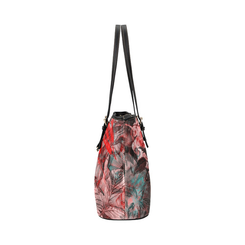 flowers Leather Tote Bag/Large (Model 1651)