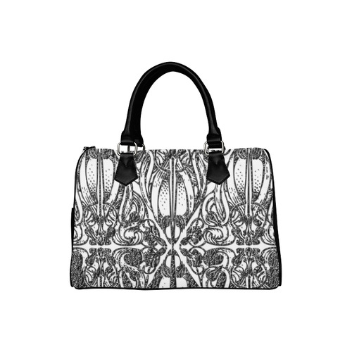 Lace Black Boston Handbag (Model 1621)