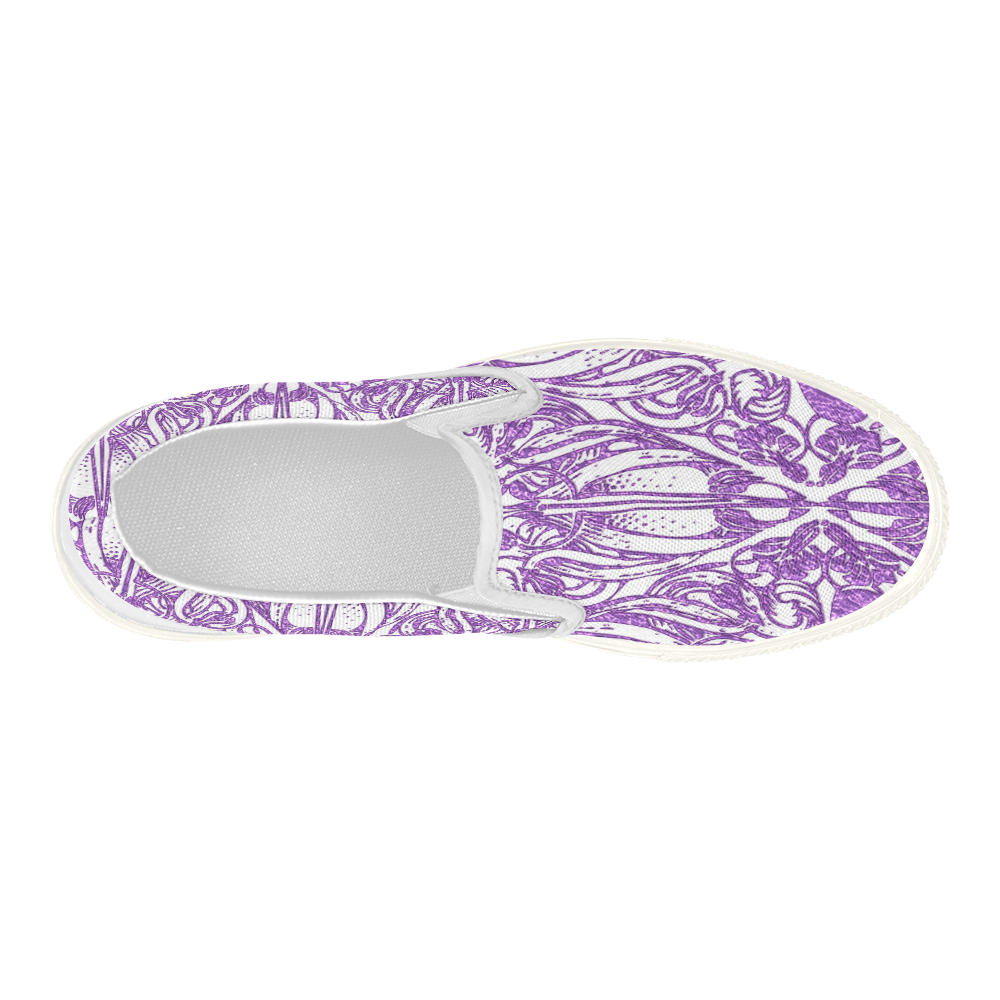 Lace Lilac Women's Slip-on Canvas Shoes (Model 019)