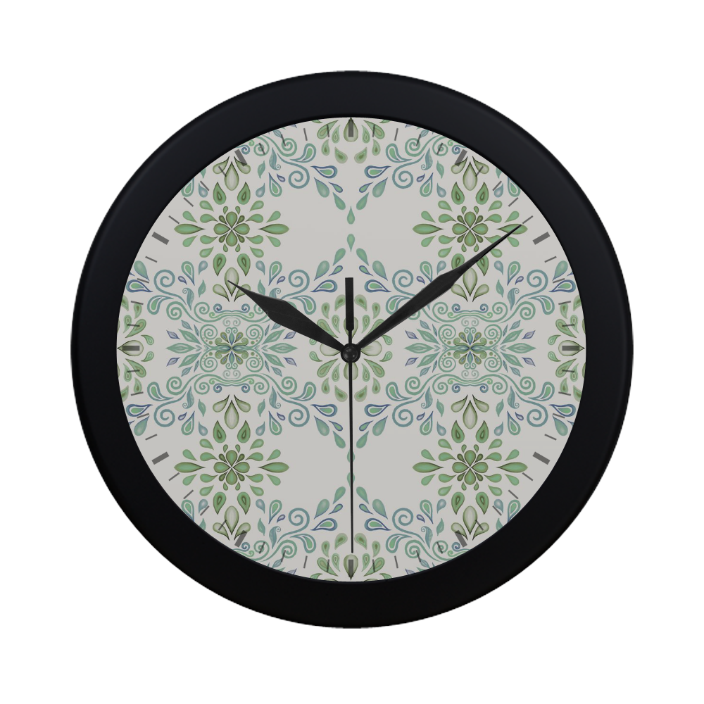 Blue and Green watercolor pattern Circular Plastic Wall clock