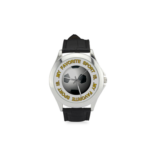 My Favorite Sport is Soccer - Football Women's Classic Leather Strap Watch(Model 203)