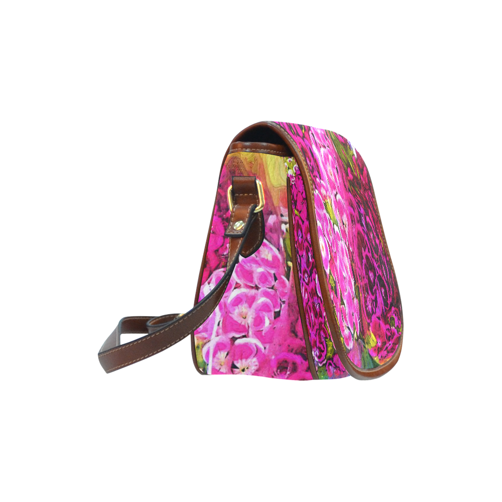 Pink Florals Saddle Bag/Small (Model 1649) Full Customization