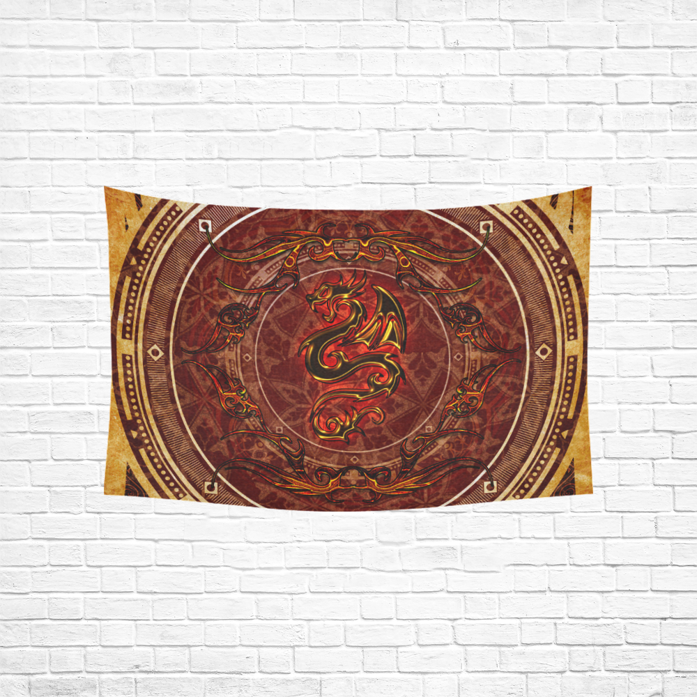 Awesome draogn, red colors Cotton Linen Wall Tapestry 60"x 40"