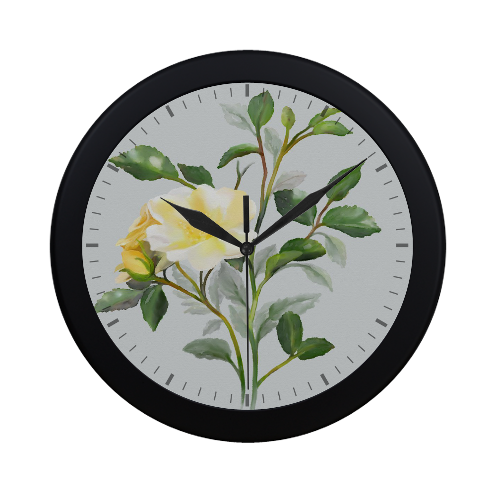 Yellow Rose with signature Circular Plastic Wall clock