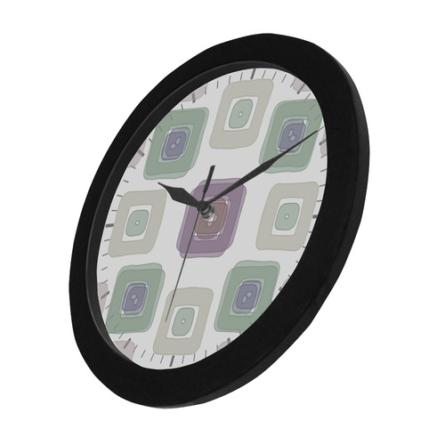 Green and Purple Squares Circular Plastic Wall clock