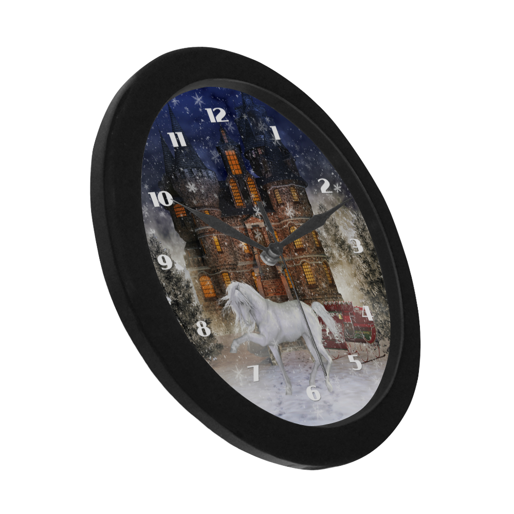 Christmas time A Horse in a dreamy Winterlandscape Circular Plastic Wall clock