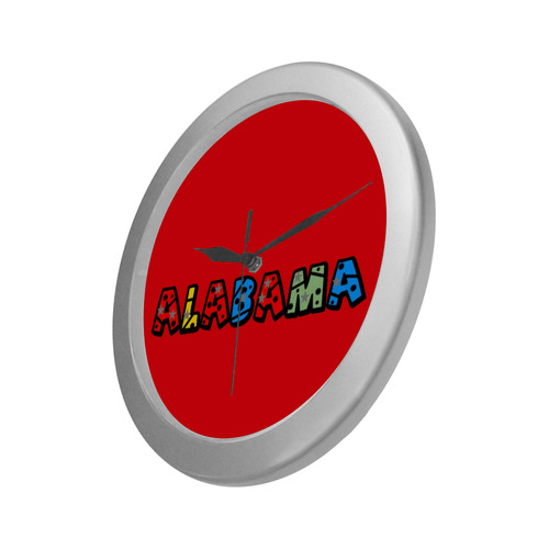 Alabama by Popart Lover Silver Color Wall Clock