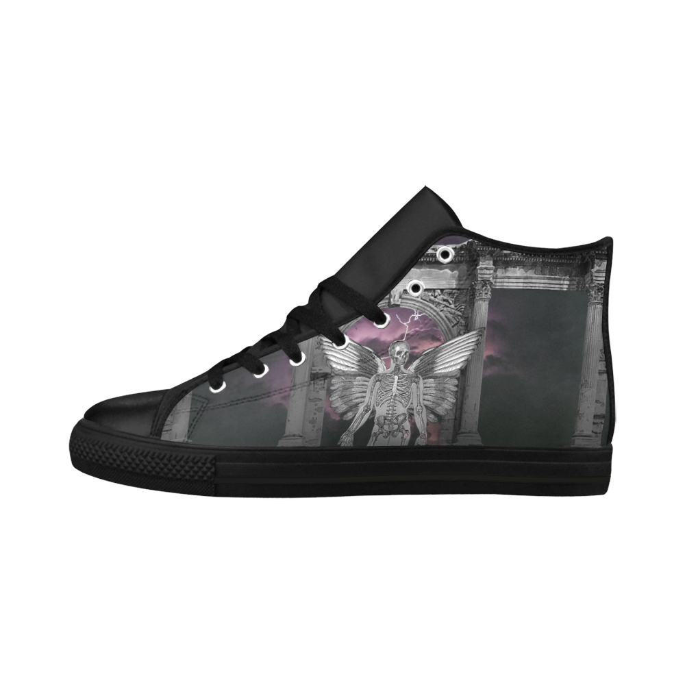 collage_ The Second Coming _ Gloria Sánchez Aquila High Top Microfiber Leather Men's Shoes/Large Size (Model 032)