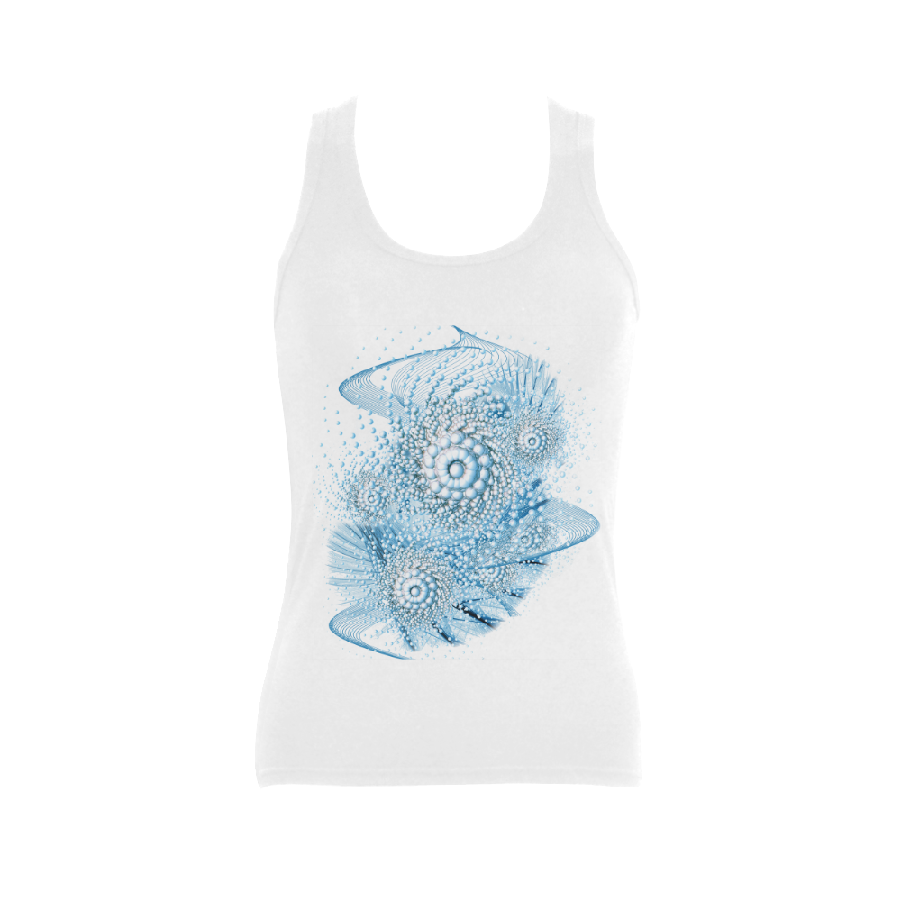 blue vibration abstracts Women's Shoulder-Free Tank Top (Model T35)