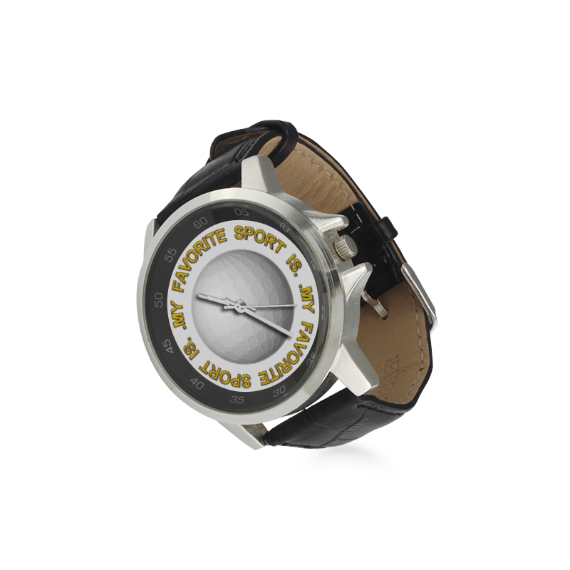 My Favorite Sport is Golf Unisex Stainless Steel Leather Strap Watch(Model 202)