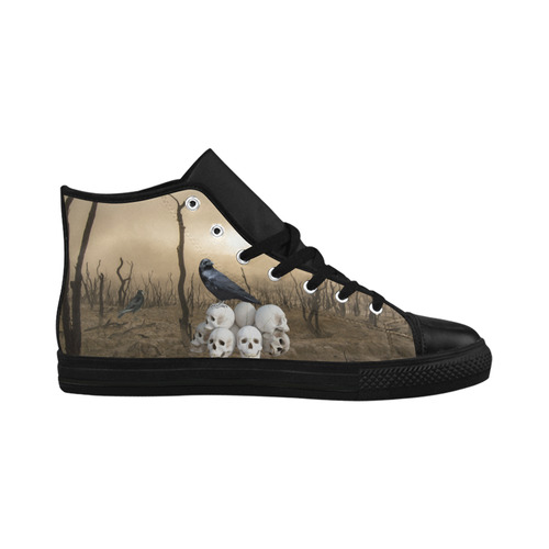 collage_ The Eye _ Gloria Sánchez Aquila High Top Microfiber Leather Women's Shoes (Model 032)