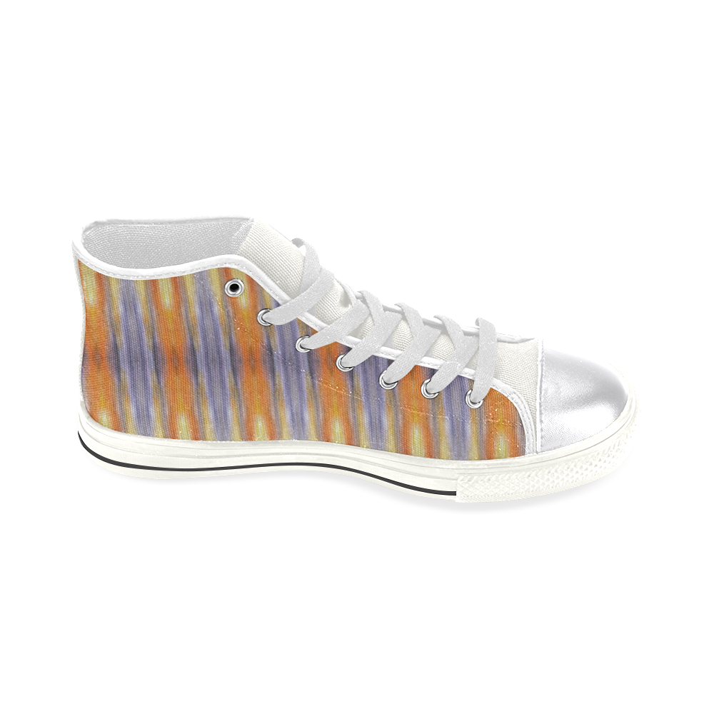 Gray Orange Stripes Pattern Women's Classic High Top Canvas Shoes (Model 017)