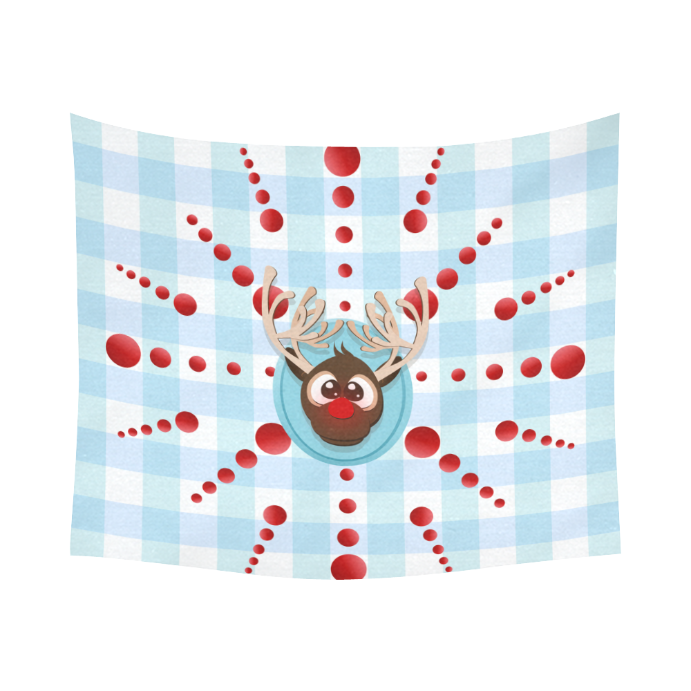 Rudolph the Red Nose Reindeer v1 Cotton Linen Wall Tapestry 60"x 51"