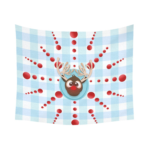 Rudolph the Red Nose Reindeer v1 Cotton Linen Wall Tapestry 60"x 51"