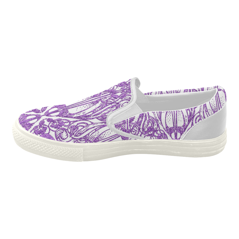 Lace Lilac Women's Slip-on Canvas Shoes (Model 019)