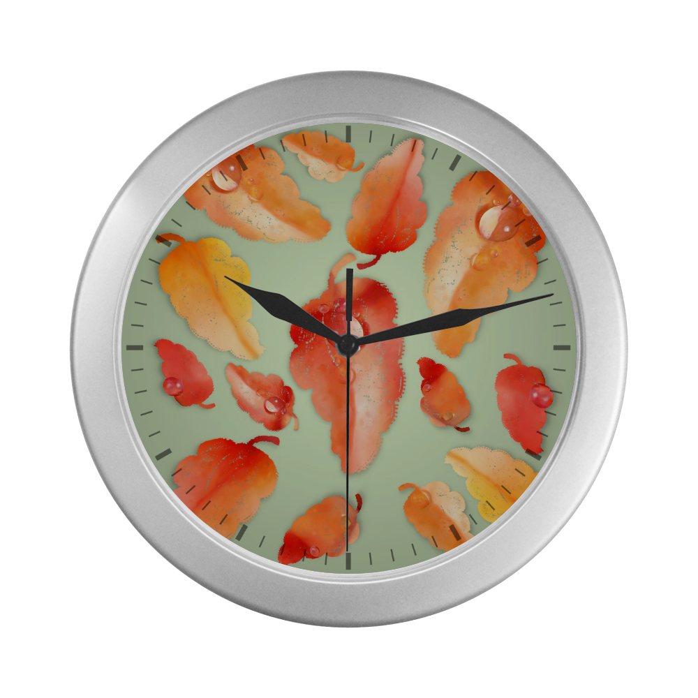 Leaves Silver Color Wall Clock