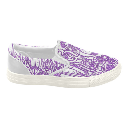 Lace Lilac Women's Slip-on Canvas Shoes (Model 019)