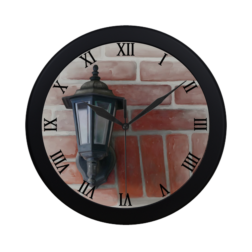 Lamp on red brick Circular Plastic Wall clock