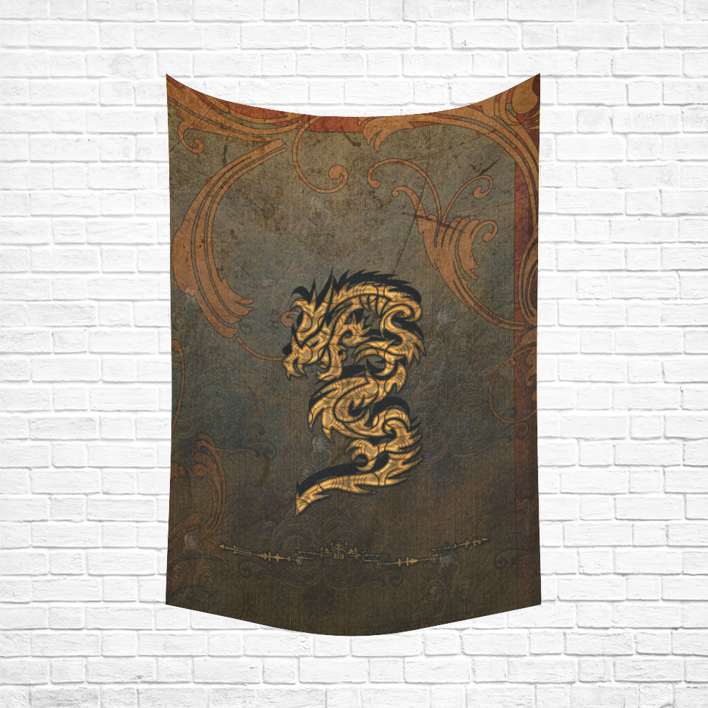 The dragon, tribal Cotton Linen Wall Tapestry 60"x 90"