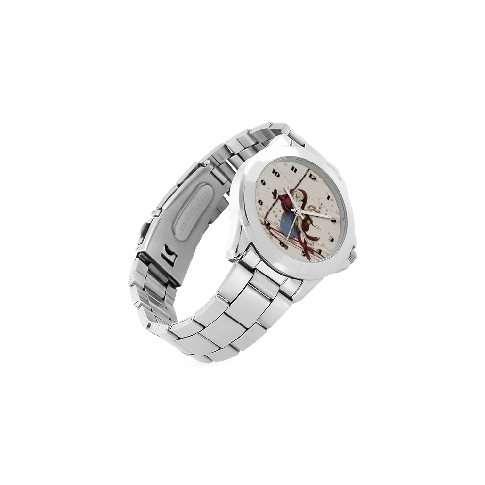 Funny sporty Santa Claus - Christmas Unisex Stainless Steel Watch(Model 103)