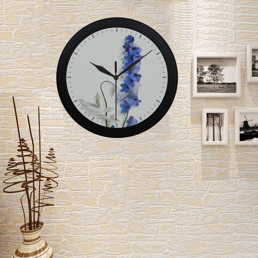 Blue - purple Consolida, watercolors Circular Plastic Wall clock