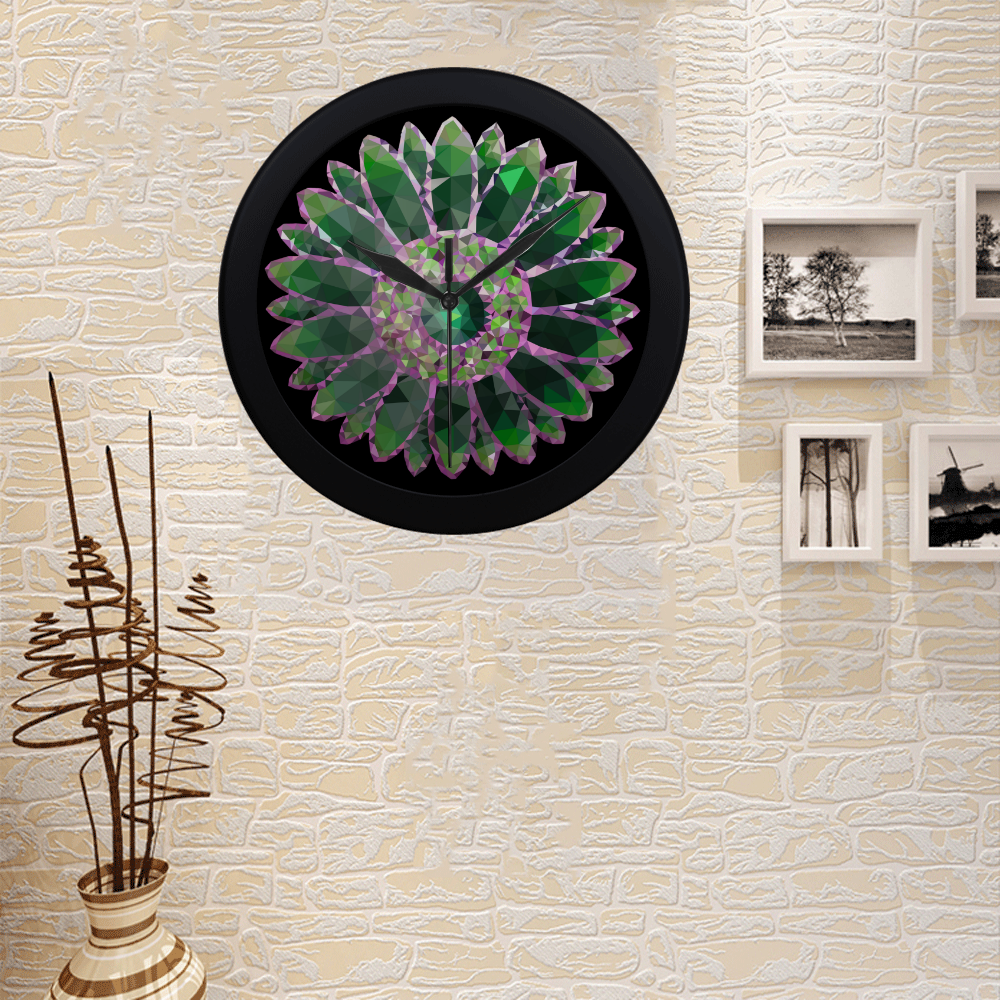 Green Mosaic Flower Circular Plastic Wall clock