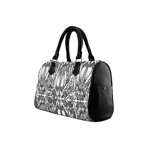 Lace Black Boston Handbag (Model 1621)