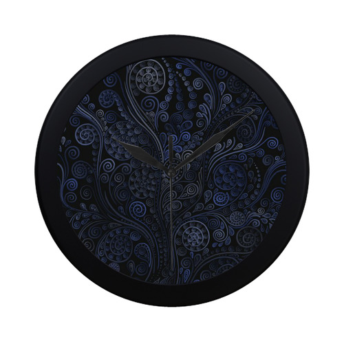 Ornamental Blue on Gray Circular Plastic Wall clock