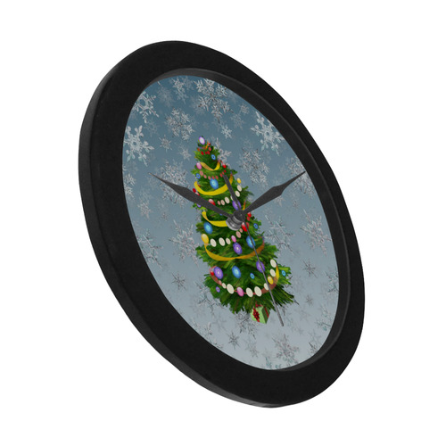 Christmas Tree, snowflakes Circular Plastic Wall clock