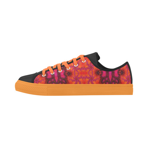 Orange Pink Fractal Pattern Aquila Microfiber Leather Women's Shoes/Large Size (Model 031)