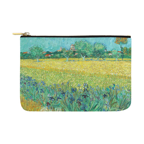 Van Gogh Field Irises Arles Floral Landscape Carry-All Pouch 12.5''x8.5''