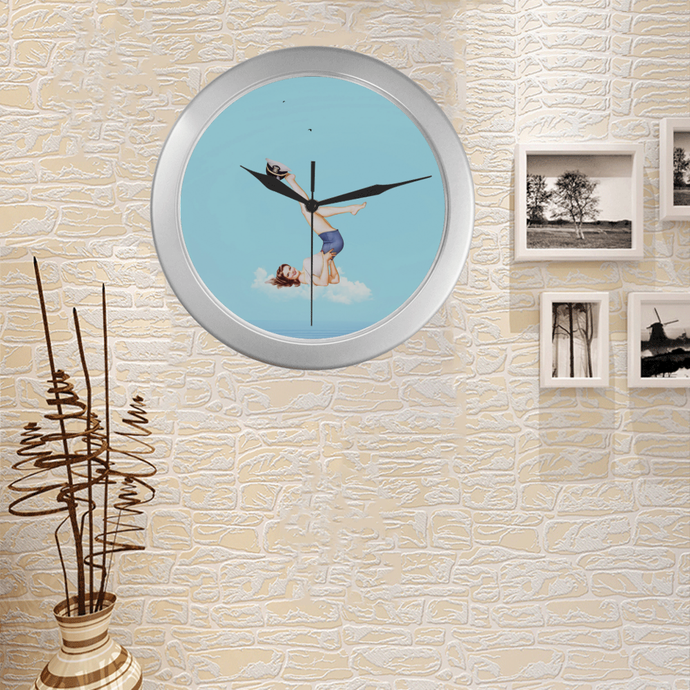 collage_Sailor_gloria sanchez Silver Color Wall Clock