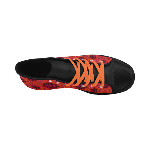 Pink Orange Fractal Pattern Aquila High Top Microfiber Leather Women's Shoes (Model 032)