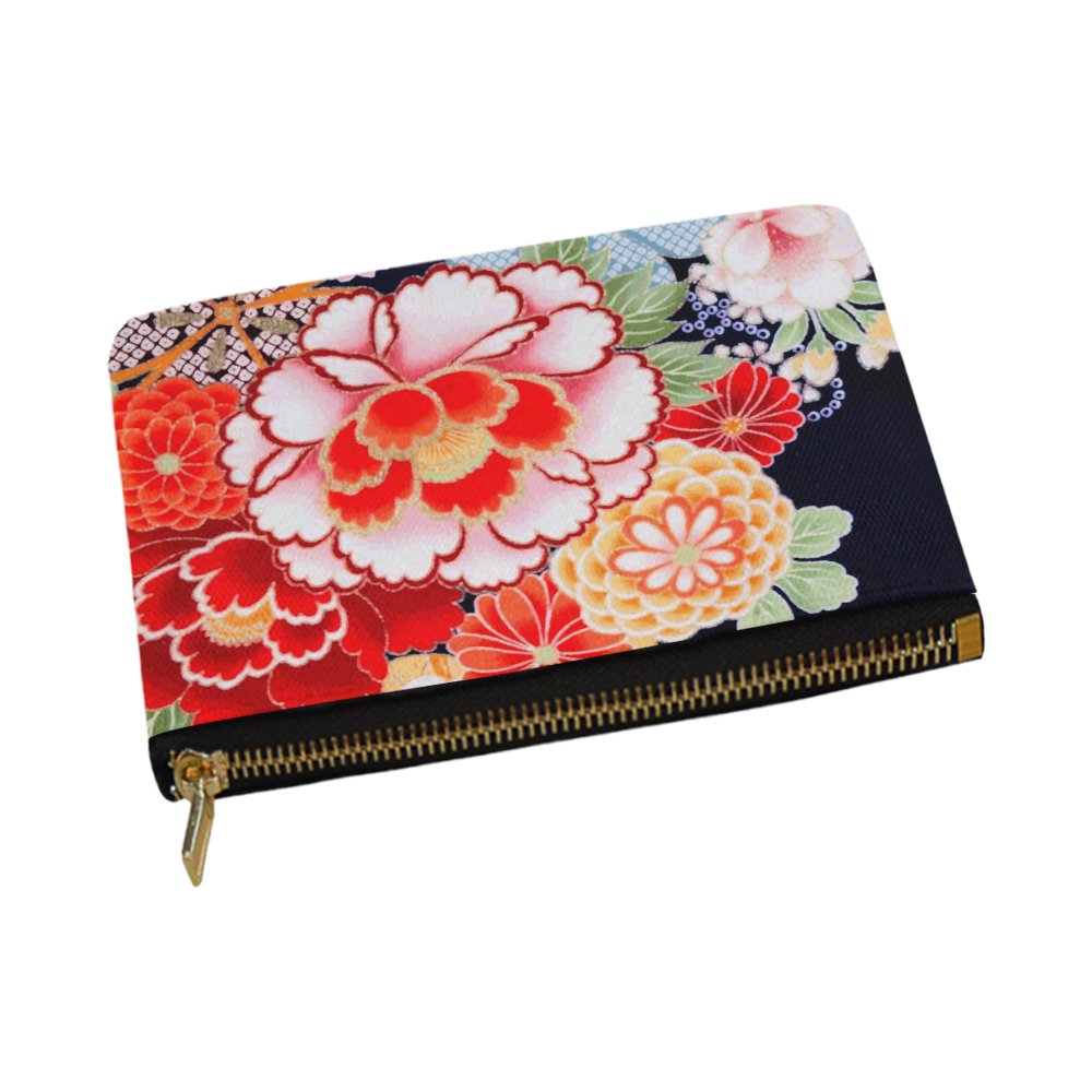 Beautiful Peony Japanese Kimono Pattern Carry-All Pouch 12.5''x8.5''