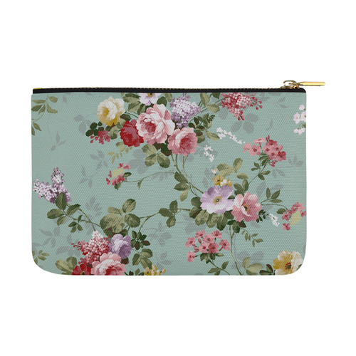 Vintage Beautiful Rose Floral Wallpaper Pattern Carry-All Pouch 12.5''x8.5''