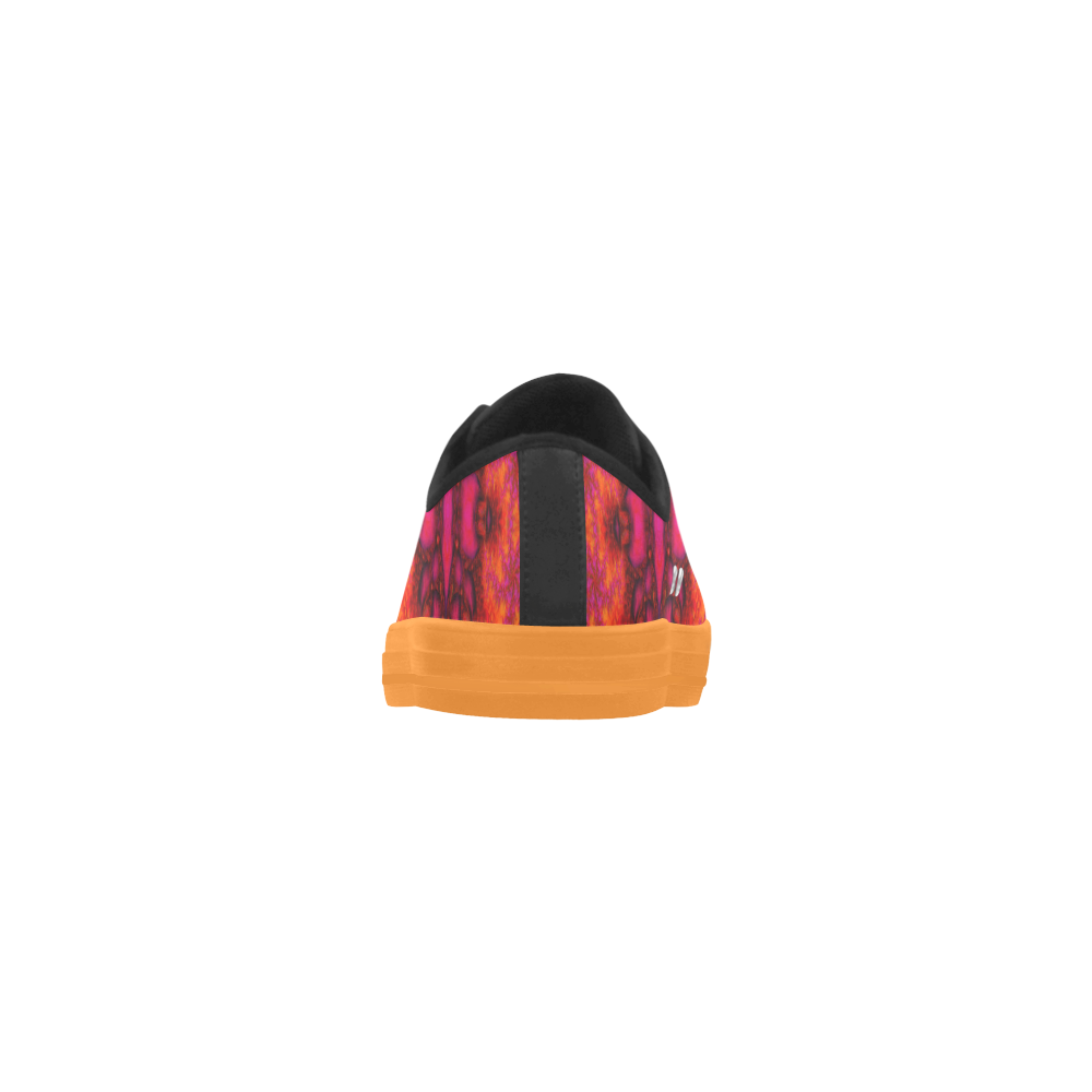 Orange Pink Fractal Pattern Aquila Microfiber Leather Women's Shoes/Large Size (Model 031)