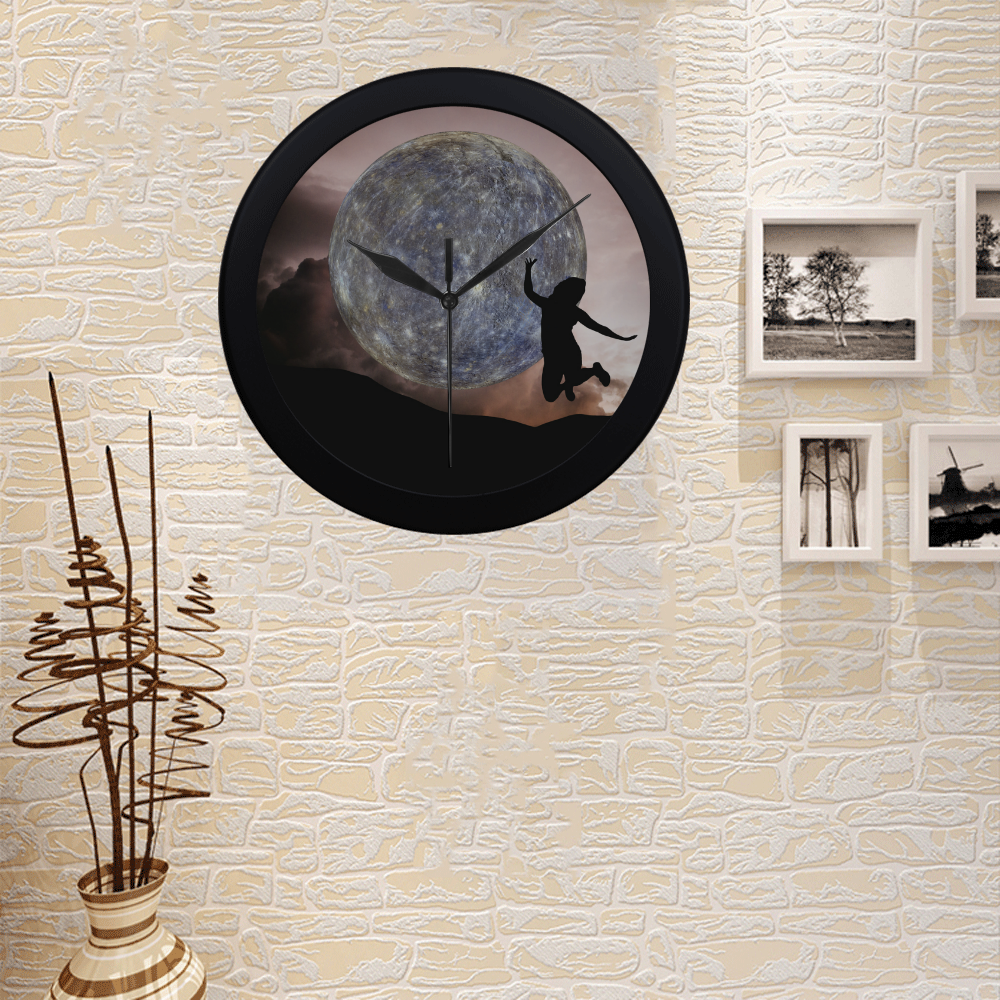 collage_ Dancing with the moon _ gloria sanchez Circular Plastic Wall clock