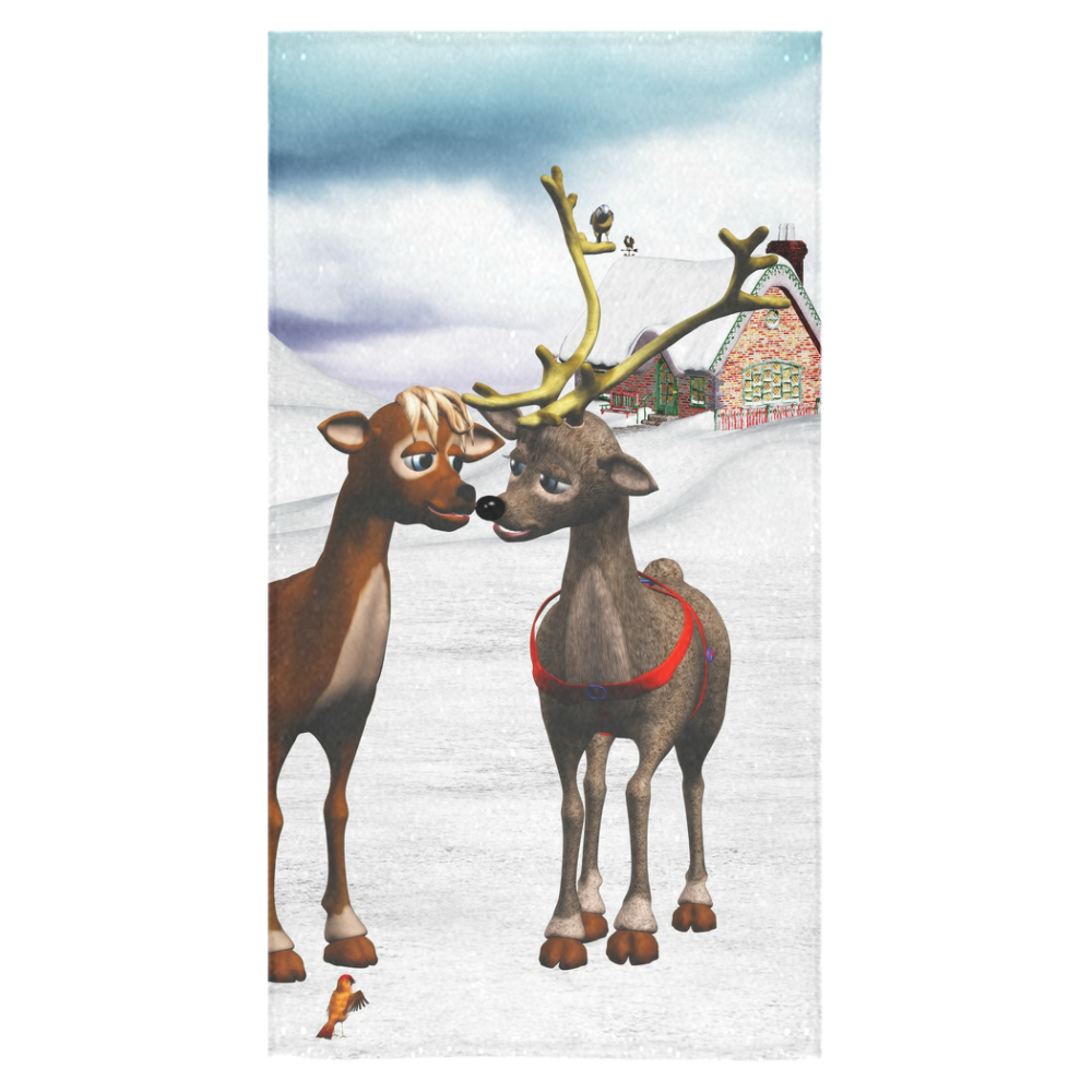 The reindeer love in a winter landscape Christmas Bath Towel 30"x56"