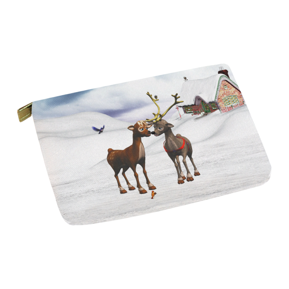 The reindeer love in a winter landscape Christmas Carry-All Pouch 12.5''x8.5''