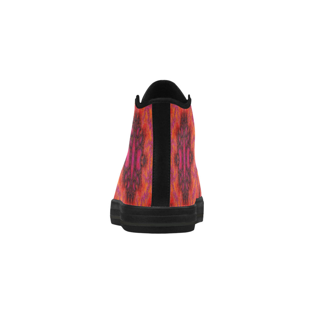 Pink Orange 3D Fractal Pattern Aquila High Top Microfiber Leather Women's Shoes (Model 032)