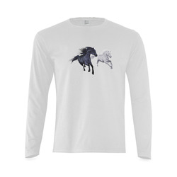 Two horses galloping through a winter landscape Sunny Men's T-shirt (long-sleeve) (Model T08)