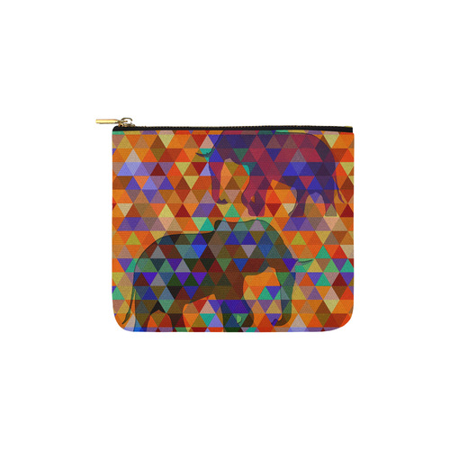 Modern Triangle Pattern Elephants Carry-All Pouch 6''x5''