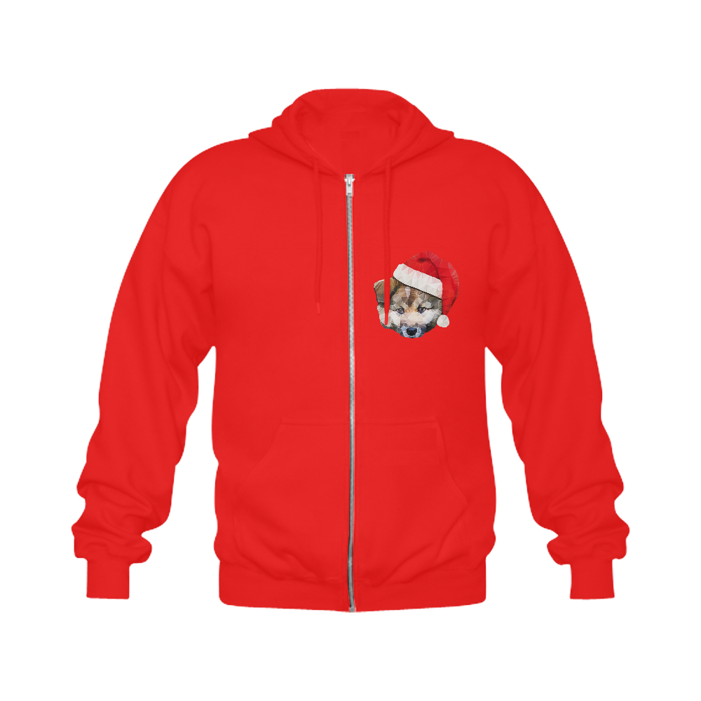 christmas santa dog Gildan Full Zip Hooded Sweatshirt (Model H02)