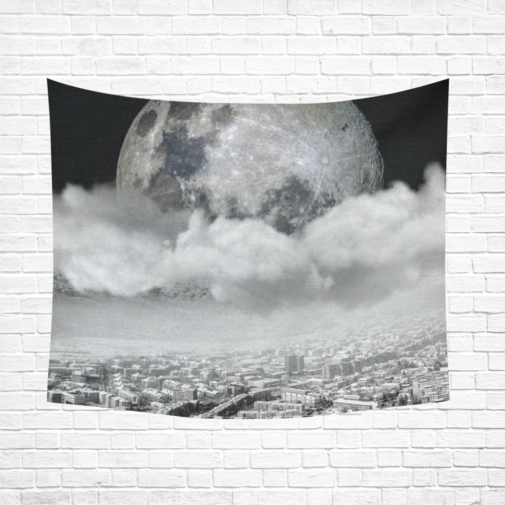 collage_ Above us _ Gloria Sánchez Cotton Linen Wall Tapestry 60"x 51"
