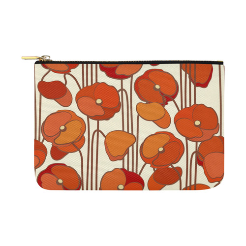 Red Poppies Vintage Art Deco Floral Carry-All Pouch 12.5''x8.5''