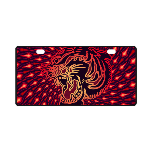 Roaring TIGER TATTOO Red Black EXPLOSION License Plate
