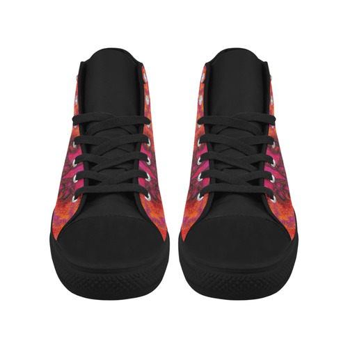 Pink Orange 3D Fractal Pattern Aquila High Top Microfiber Leather Women's Shoes (Model 032)