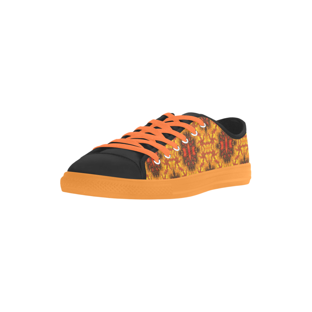Yellow Orange Fractal Pattern Aquila Microfiber Leather Women's Shoes/Large Size (Model 031)