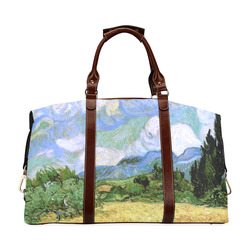Van Gogh Wheat Field Cypresses Nature Landscape Classic Travel Bag (Model 1643) Remake