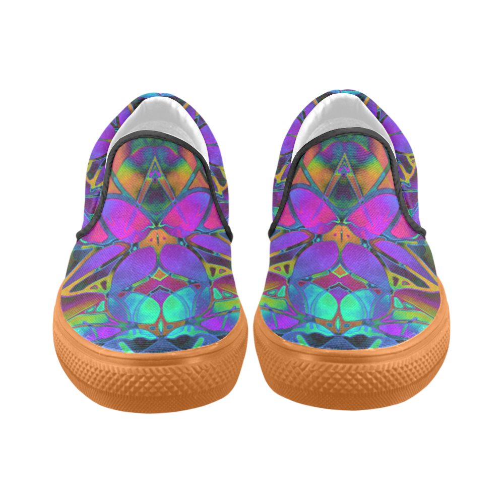 Floral Fractal Art G308 Slip-on Canvas Shoes for Men/Large Size (Model 019)